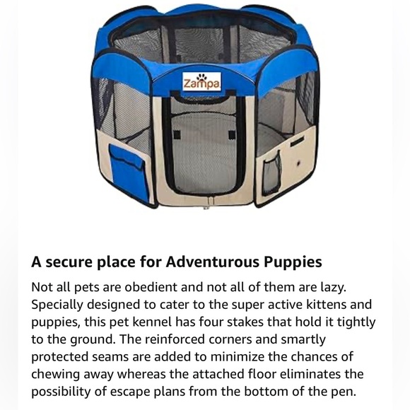 Zampa Portable, foldable Pet Playpen - small to Med pets - EUC - only used once - Picture 13 of 16